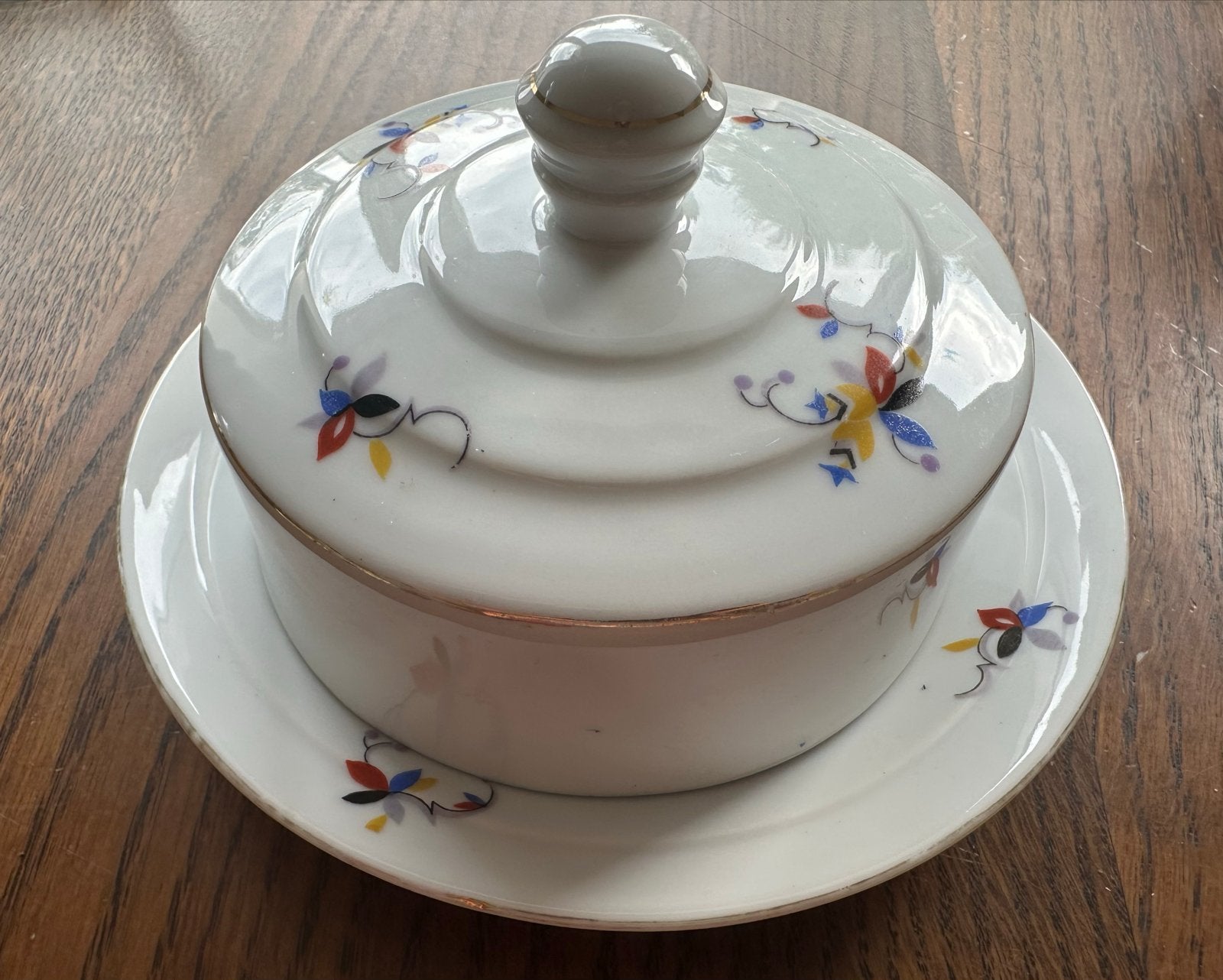Vintage botervlootje met bloemmotief, Ophalen of Verzenden