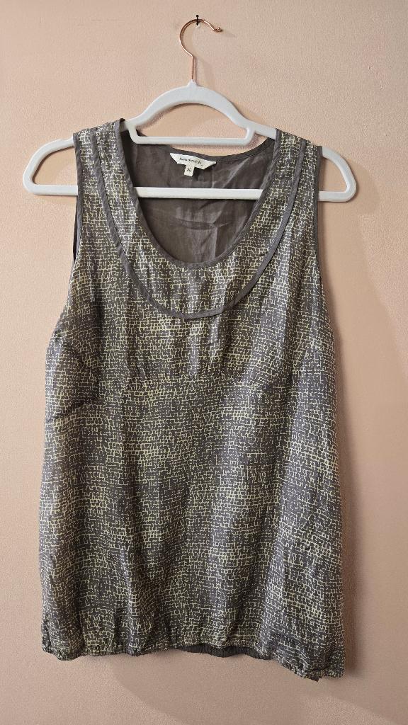 Sandwich Mouwloze Top Grijs Beige Dames 36 / S, Kleding | Dames, Tops, Beige, Ophalen of Verzenden, Zo goed als nieuw, N.v.t