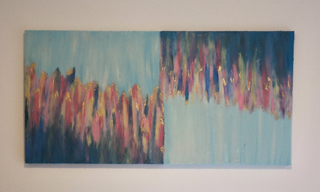 Original Abstract Acrylic Painting with Gold Leaf, Ophalen of Verzenden