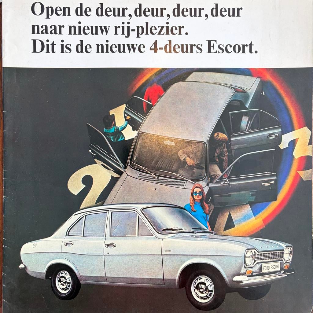 Ford Escort 4d standaard luxe GT 1970 14 pag. 27,5 / 28,5 cm, Ophalen of Verzenden, Zo goed als nieuw, Ford