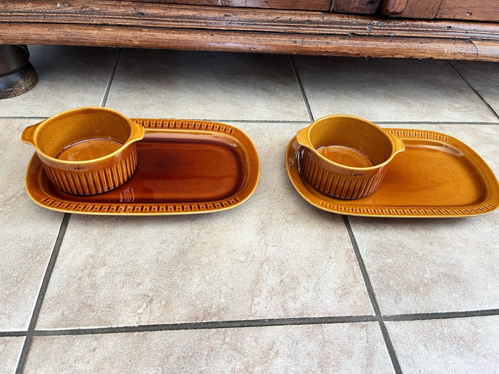 Royco soep- en broodset: 2 soepkommen en 2 schotels vintage, Ophalen of Verzenden