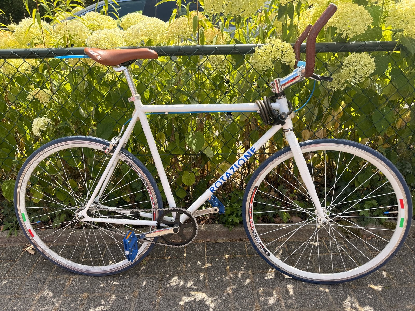 Witte Fixie Fiets, fixed gear bike, single speed, Gebruikt, Velgrem, 53 tot 57 cm, Ophalen