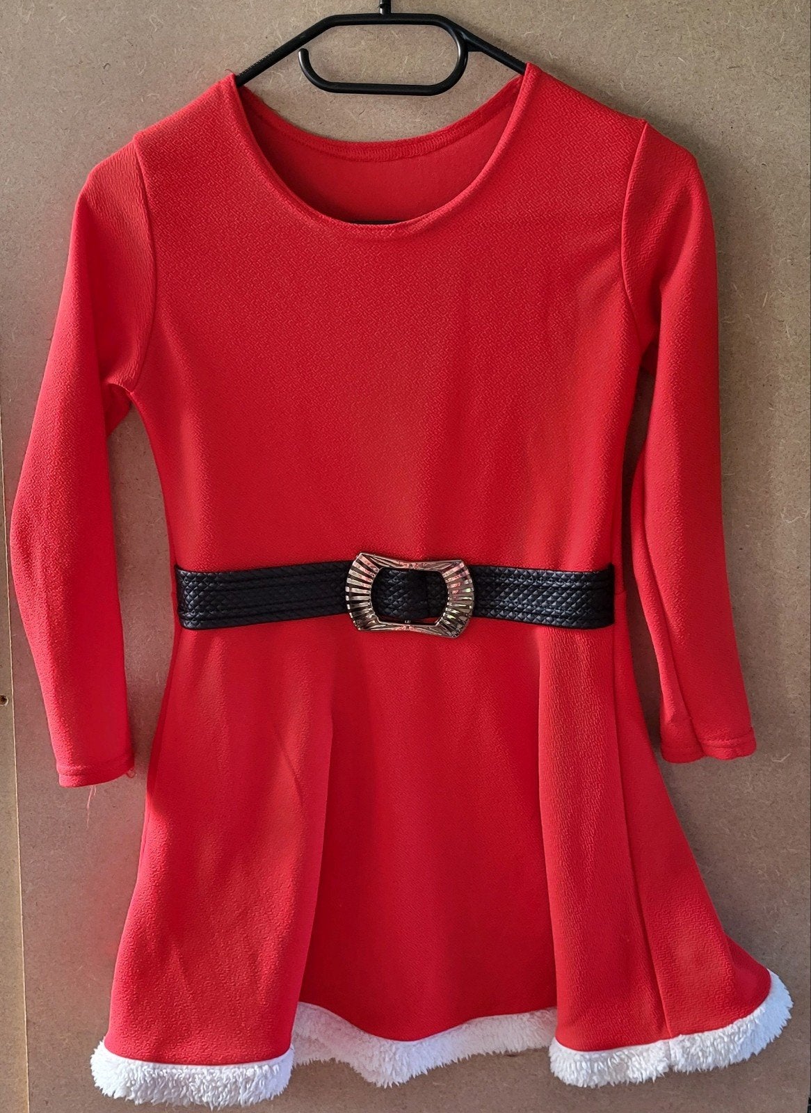 Kerstjurk voor kinderen - Rood met cape en riem, Ophalen of Verzenden, Gebruikt, Onbekend, Meisje