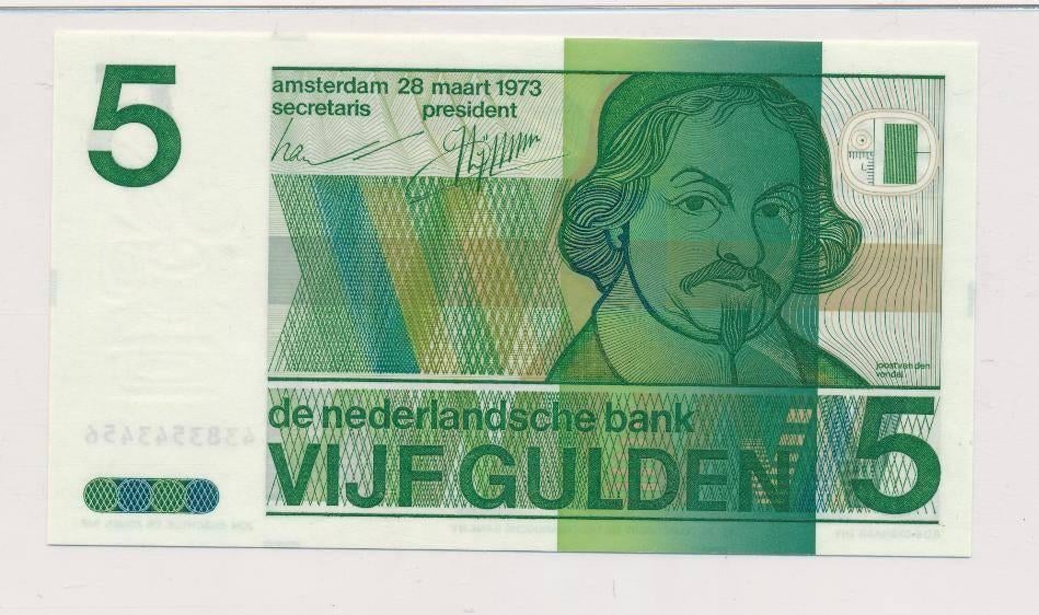 Nederland 5 gulden 1973 Vondel 2 PMG 66 EPQ, Ophalen of Verzenden, 5 gulden, Los biljet