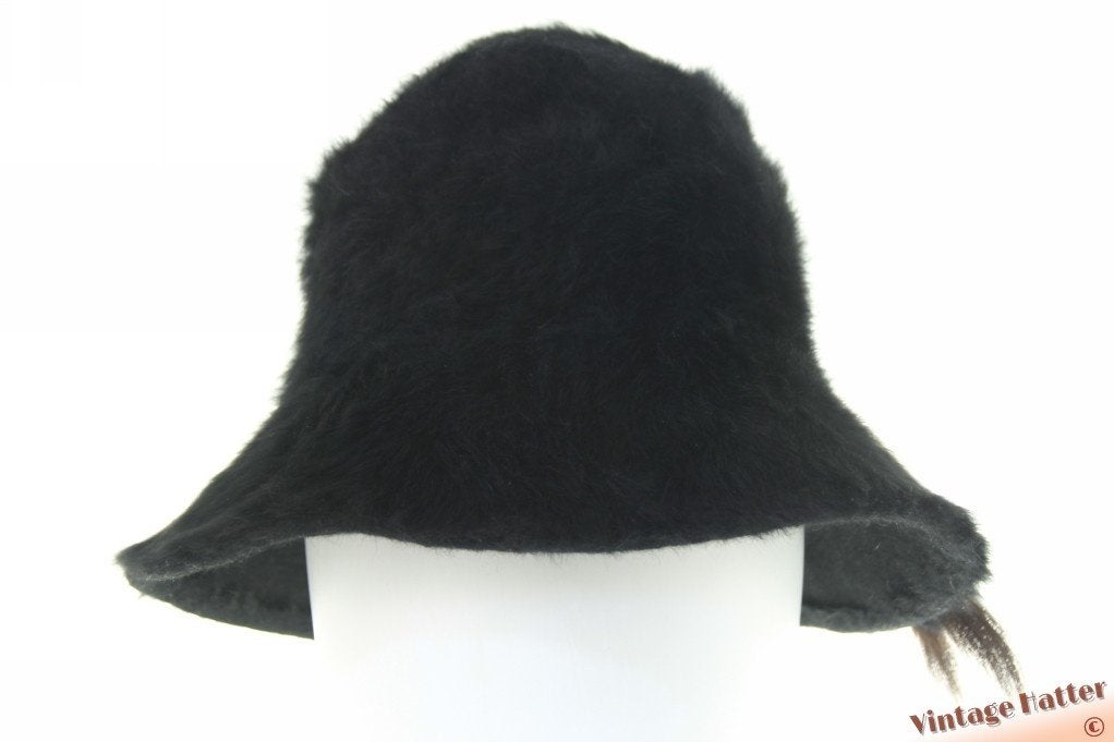 Vintage Dameshoed zwart lapin fur (konijn) 54 = XS, Ophalen of Verzenden, Zo goed als nieuw, 55 cm (S, 6⅞ inch) of minder, Hoed