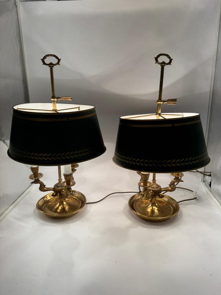 Unieke Set Luxe Bouillotte Lampen – Brons & Tôle – 55cm Hoog, Ophalen of Verzenden
