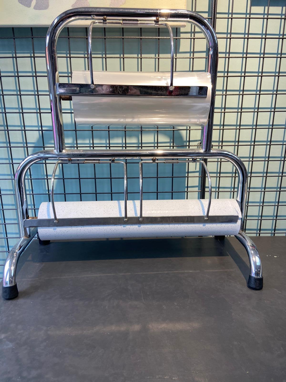 Vintage dubbele inpakpapierhouder – jaren 60/70, Ophalen