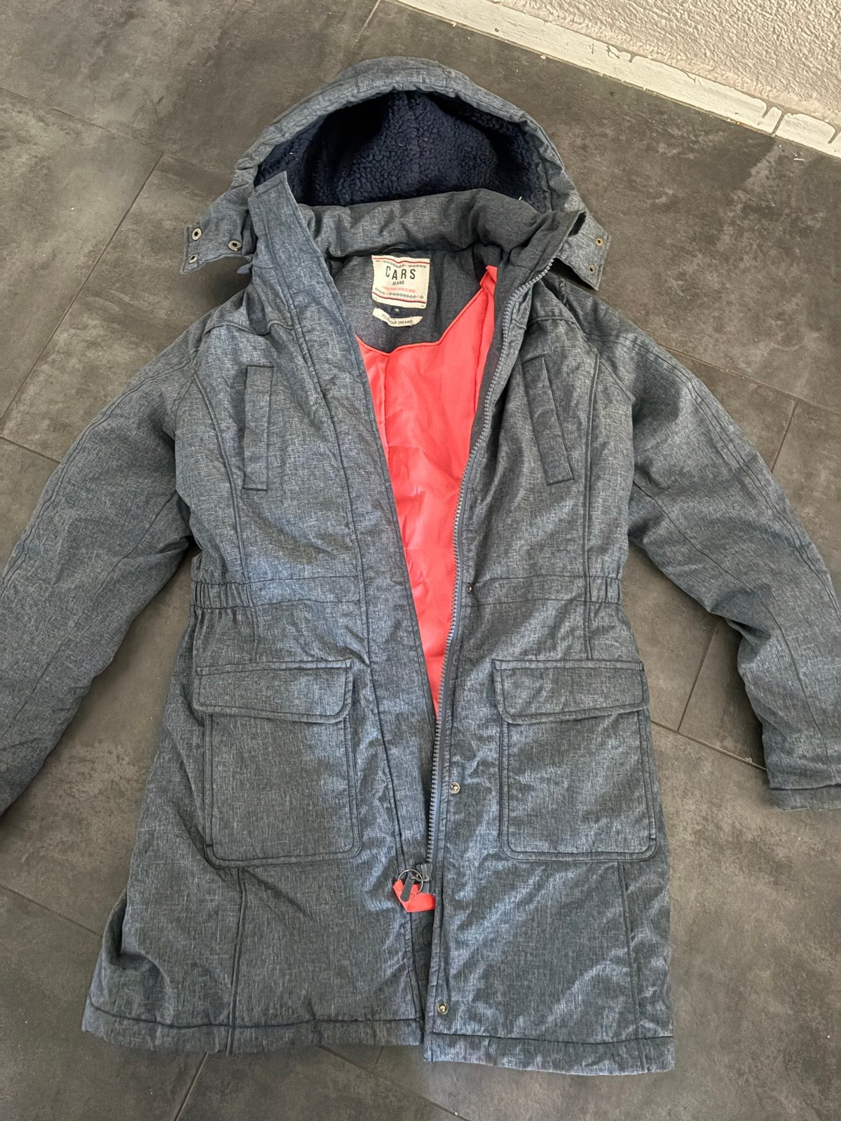 Cars Jeans Winterjas - blauw met roze voering, Ophalen of Verzenden, Zo goed als nieuw, Meisje, Jas
