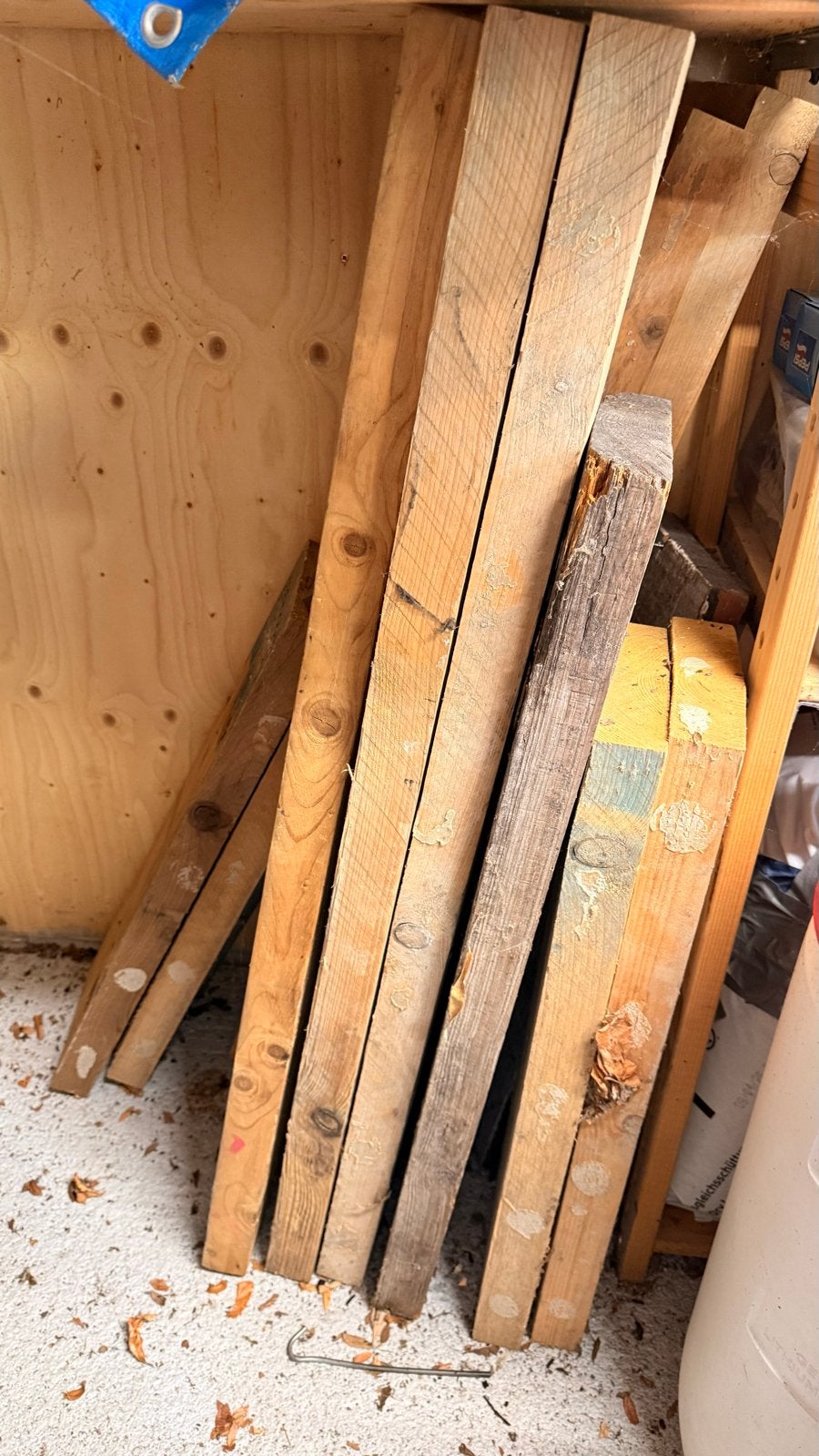 Diverse houten planken en balken steigerhout 5cm dik, Doe-het-zelf en Verbouw, Ophalen, Gebruikt, Overige typen, Overige houtsoorten