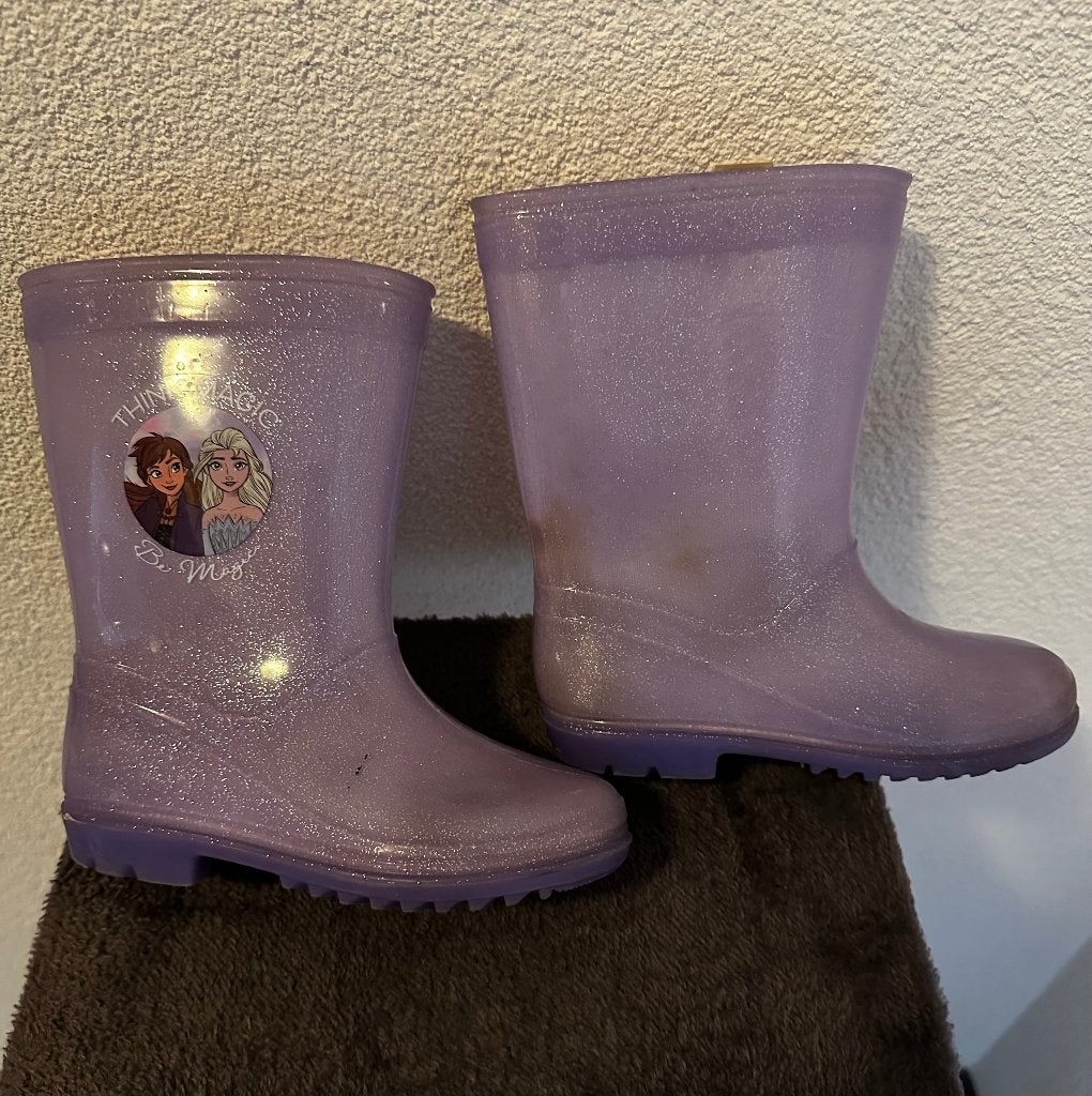 Lila regenlaars Frozen, Gebruikt, Meisje, Overige typen, Ophalen of Verzenden