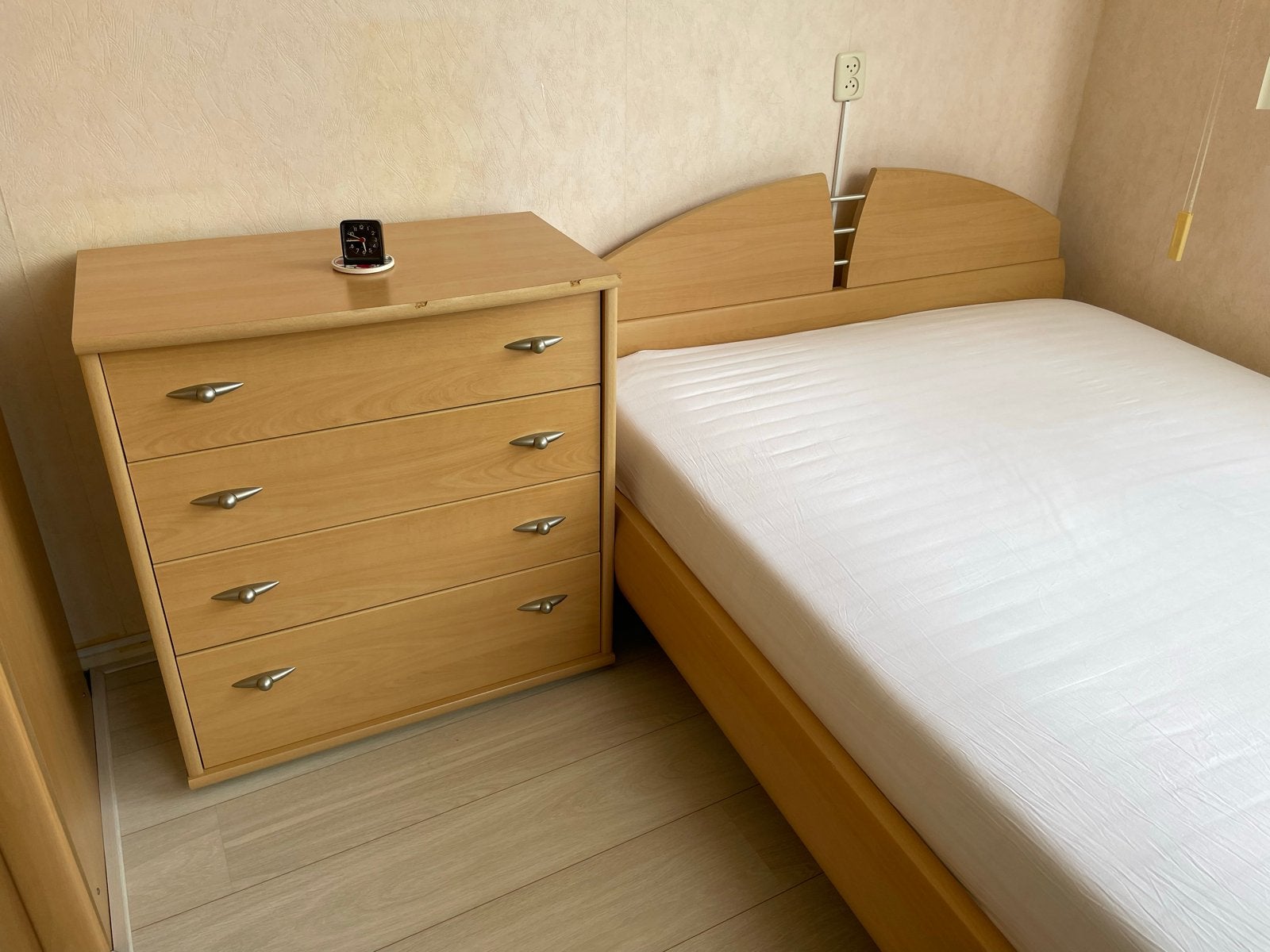 Bed  Eiken 140x200 cm met ladekast, Ophalen, Overige materialen, Gebruikt, 140 cm