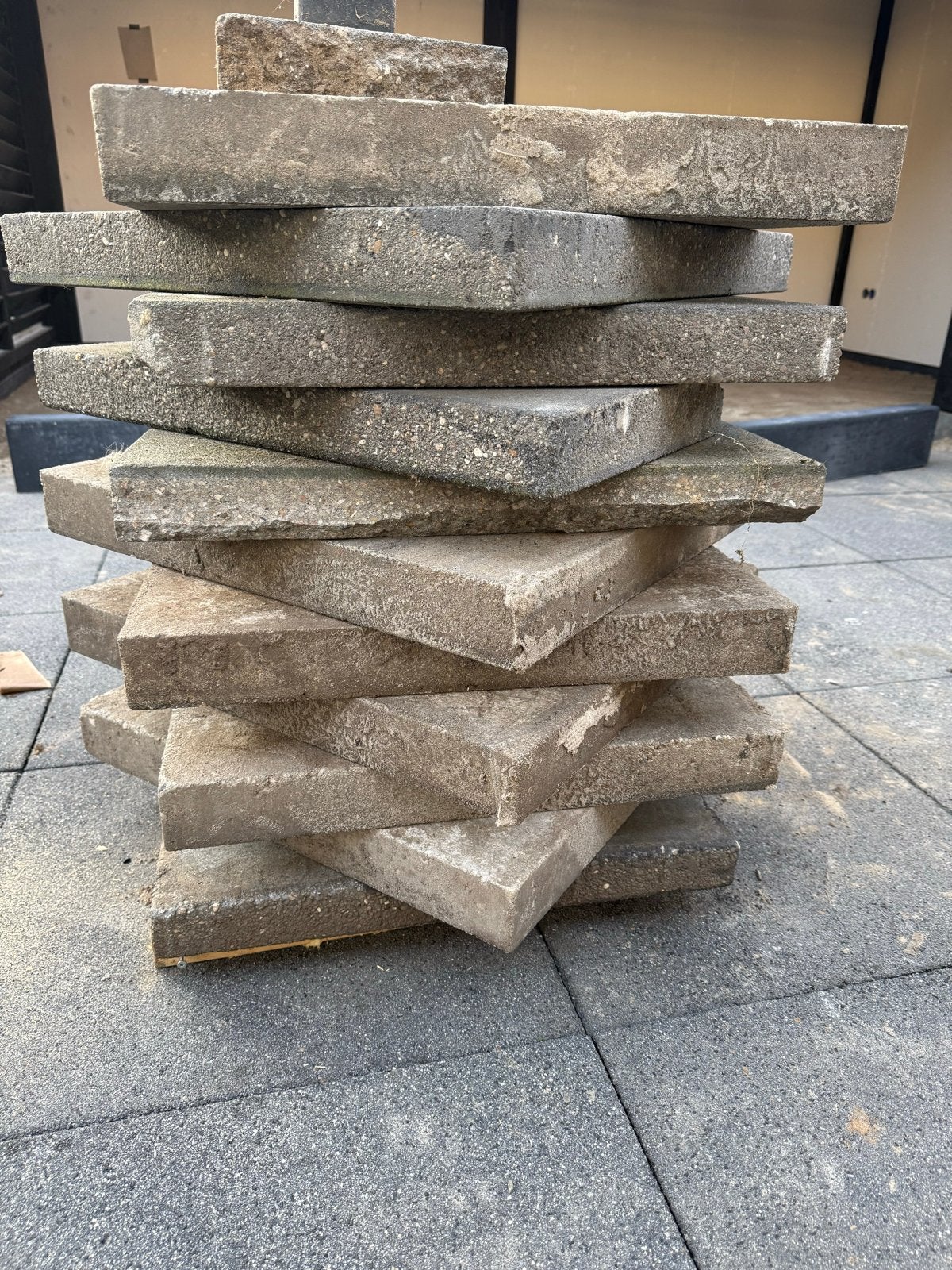Betontegels antraciet 60x60x6cm en snijstukken, Ophalen, Gebruikt, Minder dan 5 m², Beton