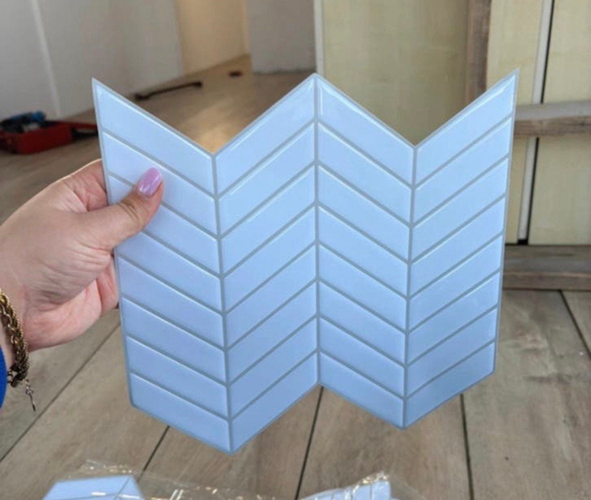 Zelfklevende 3D Plaktegels Wit - Visgraat (10 stuks), Ophalen of Verzenden, Zo goed als nieuw, 20 tot 40 cm, Minder dan 5 m²