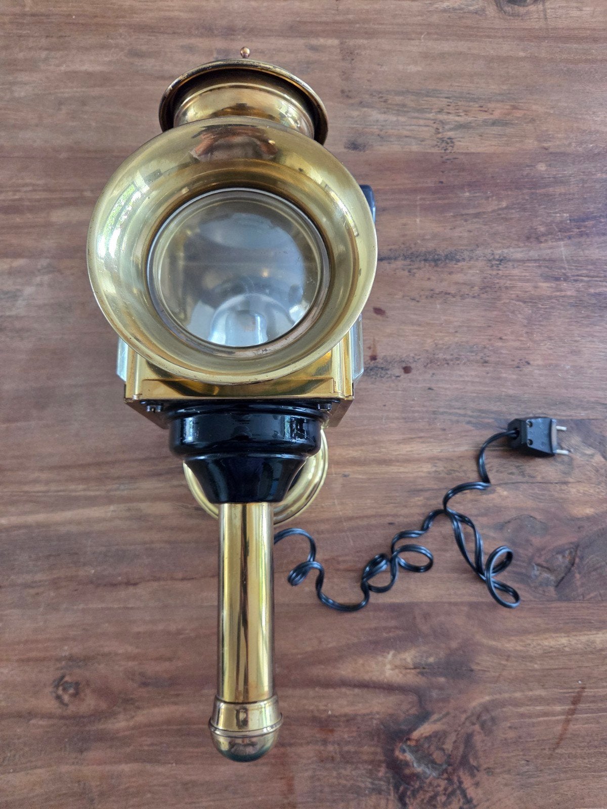 Antieke koperen koetslamp - omgebouwd tot wandlamp, Antiek en Kunst, Antiek | Lampen, Ophalen of Verzenden