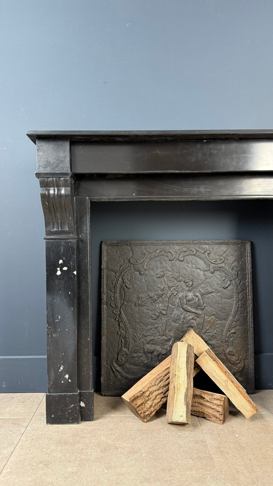 Front schouw of voor schuin in de hoek, zwart marmer mantel, Info@renzovanengelen.com, Ophalen of Verzenden, Zo goed als nieuw
