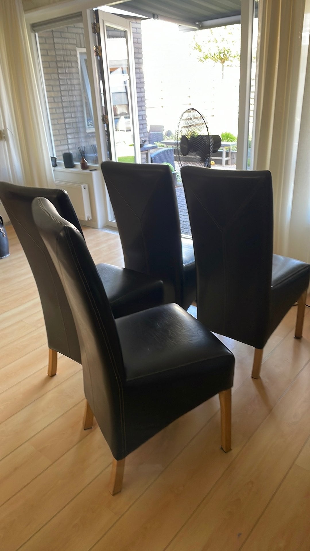 Eetkamer stoelen bruin kunstleer, Huis en Inrichting, Stoelen, Ophalen, Overige materialen, Gebruikt, Bruin