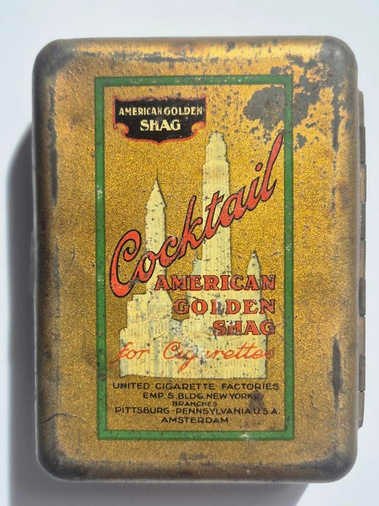 Cocktail American Golden shag tabak blik Amsterdam, Verzamelen, Blikken, Ophalen of Verzenden, Gebruikt, Overige