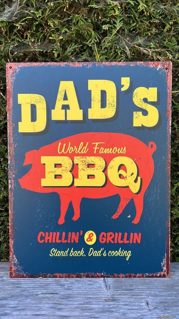Decoratief tekstbord DAD'S BBQ metaal, Ophalen of Verzenden, Nieuw