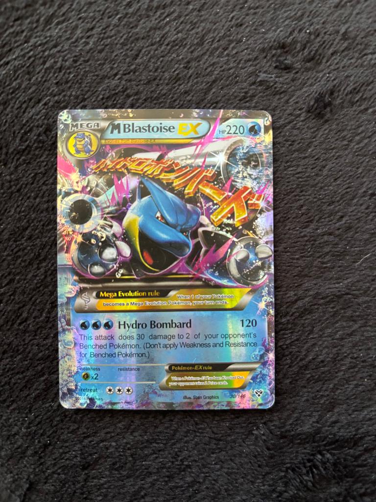 Pokemon kaart M Blastoise, Ophalen of Verzenden, Zo goed als nieuw, Losse kaart, Foil