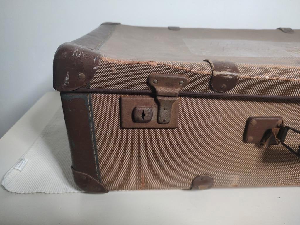 K451 VINTAGE jaren 40 - 50 koffer van geperst karton, Sieraden, Tassen en Uiterlijk, Koffers, Overige materialen, Gebruikt, -