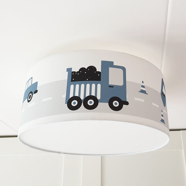 Plafondlamp Kinderlamp Werkvoertuigen Jeansblauw ANNIdesign, Kinderen en Baby's, Info@annidesign.nl, Nieuw, Ophalen of Verzenden