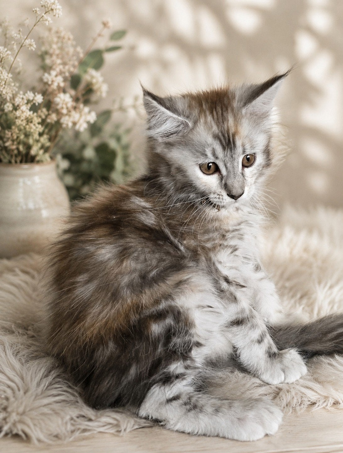 Heel mooi mainecoon poesje met stamboom mag gelijk verhuizen, Poes, Met stamboom, 0 tot 2 jaar
