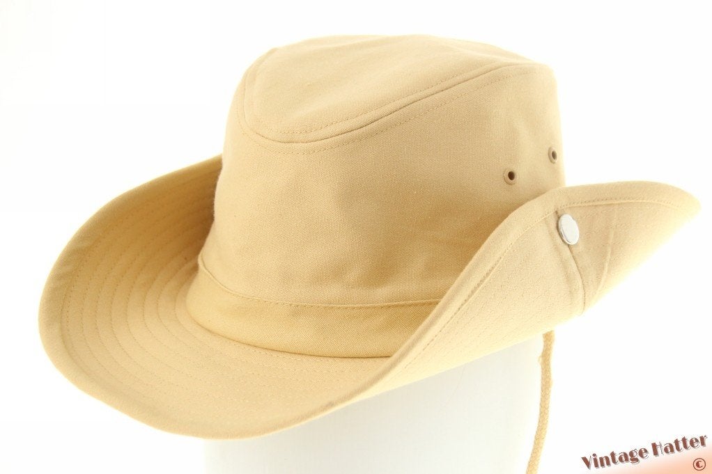 Dik katoenen outback bush hoed gelig beige + knopen 58 - 61, Ophalen of Verzenden, Nieuw, 60 cm (XL, 7½ inch) of meer, Hoed