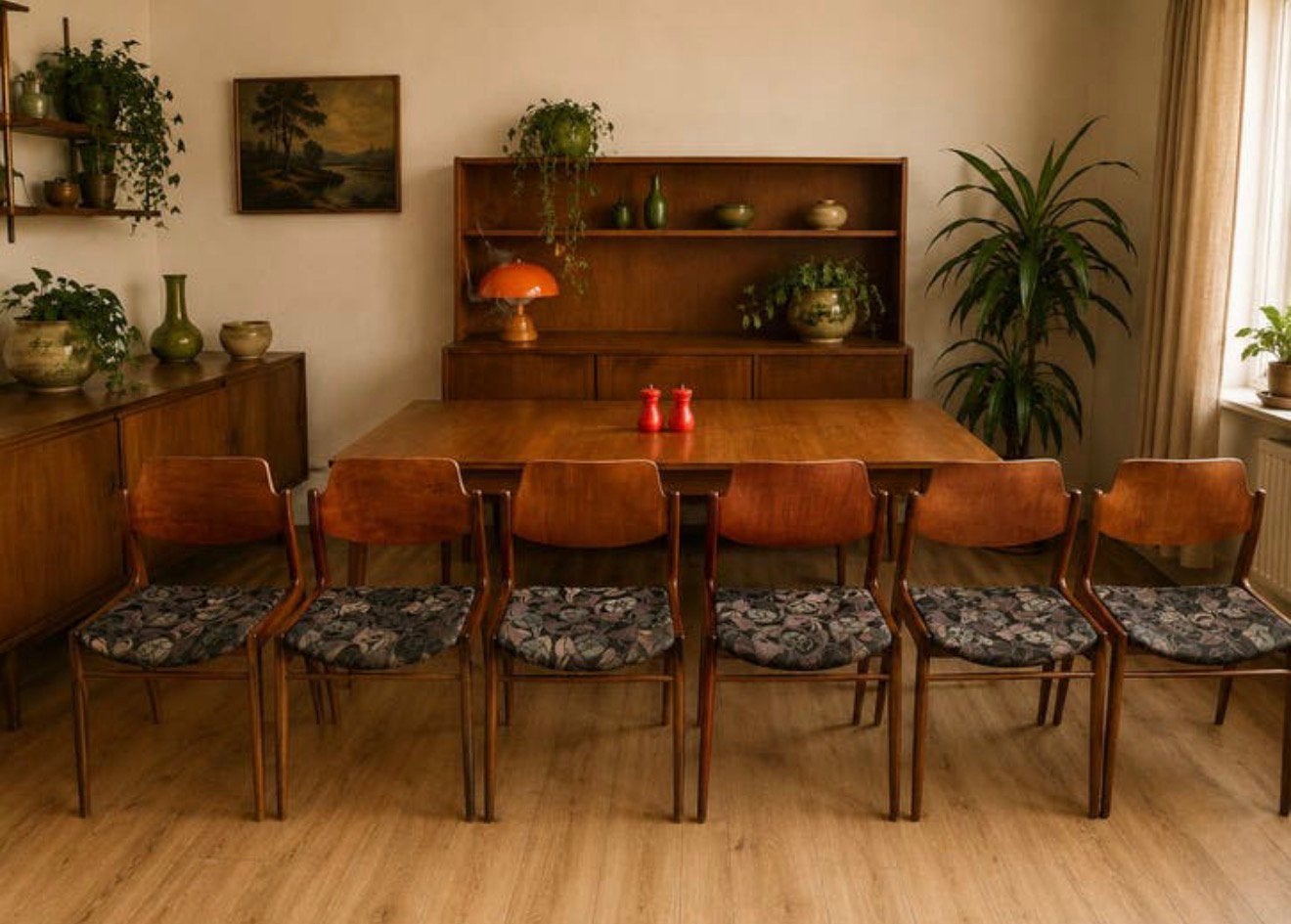 Hartmut Lohmeyer uitschuifbare eettafel met 6 stoelen, Vintage, Vintage, 200 cm of meer, Zo goed als nieuw
