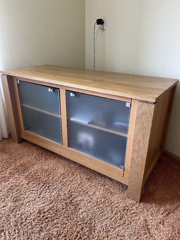 TV meubel Blank Eiken, Ophalen, Gebruikt, 100 tot 150 cm, Eikenhout