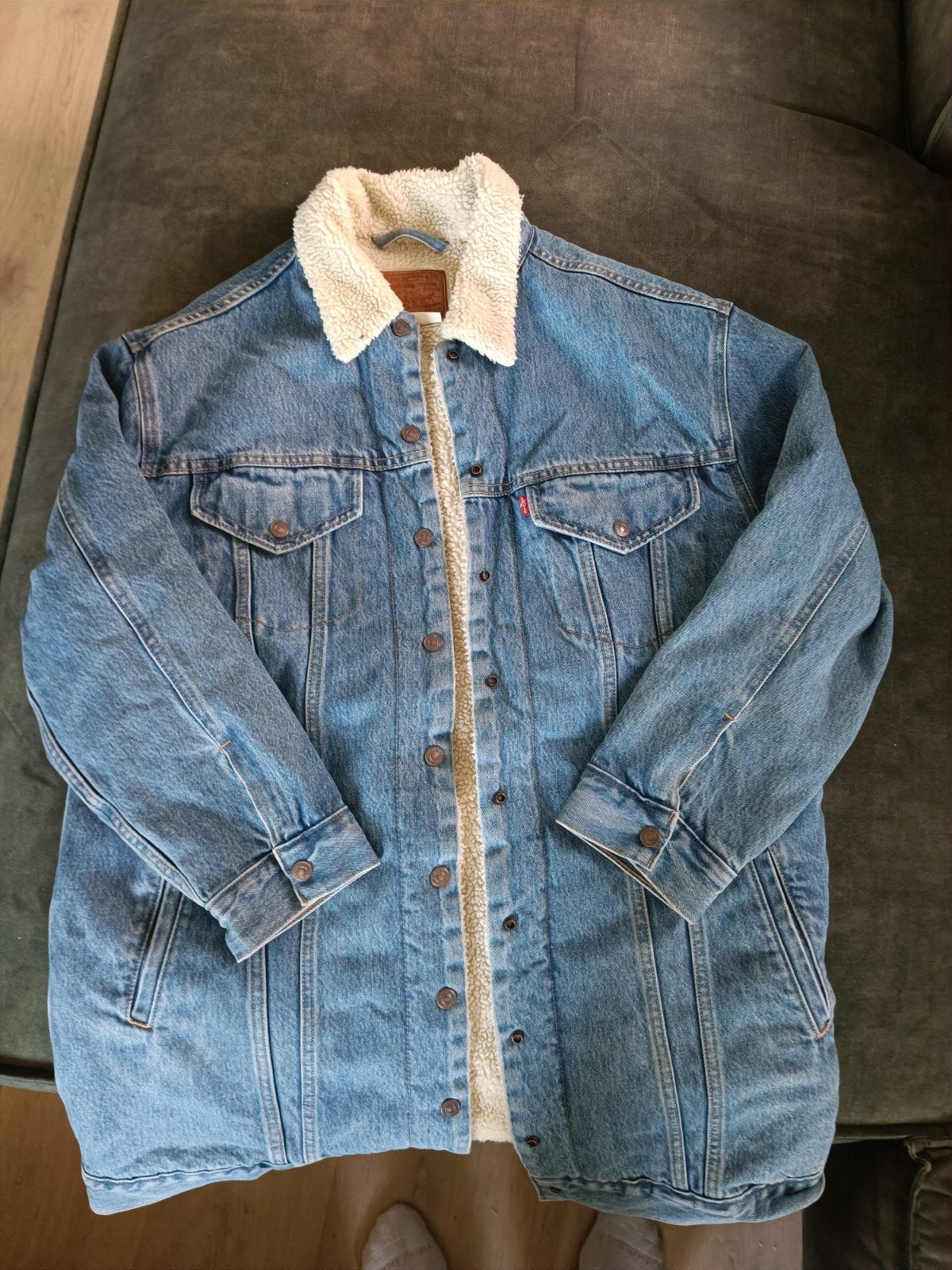 Levi's Sherpa Trucker Jacket - Maat L, Maat 52/54 (L), Levi's, Blauw, Ophalen of Verzenden