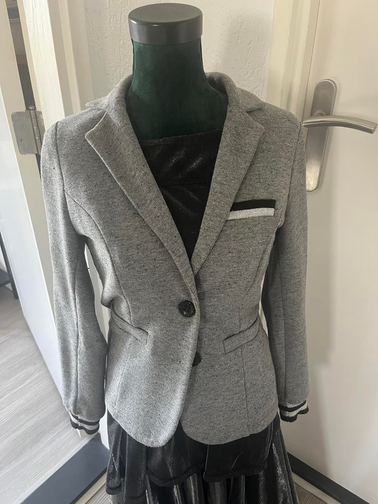 Grijs comfortabel jasje maat 38 merk Enjoy zilver details, Maat 38/40 (M), Ophalen of Verzenden, Zo goed als nieuw, Jasje