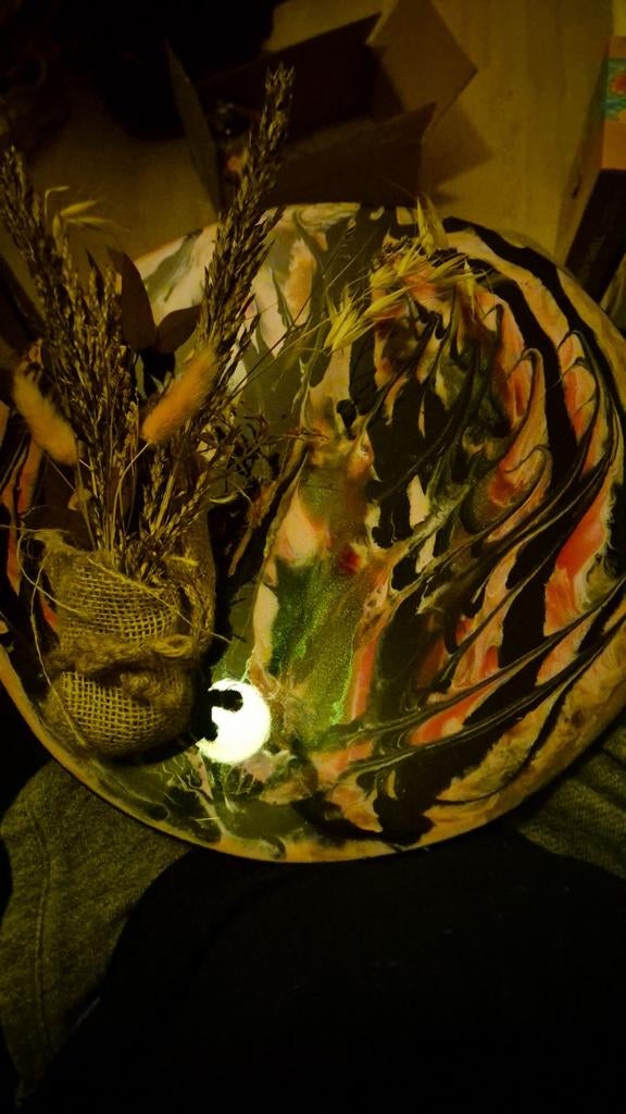 Decoratieve schaal met gedroogde bloemen, Meerkleurig, Overige materialen, Overige stijlen, Nieuw
