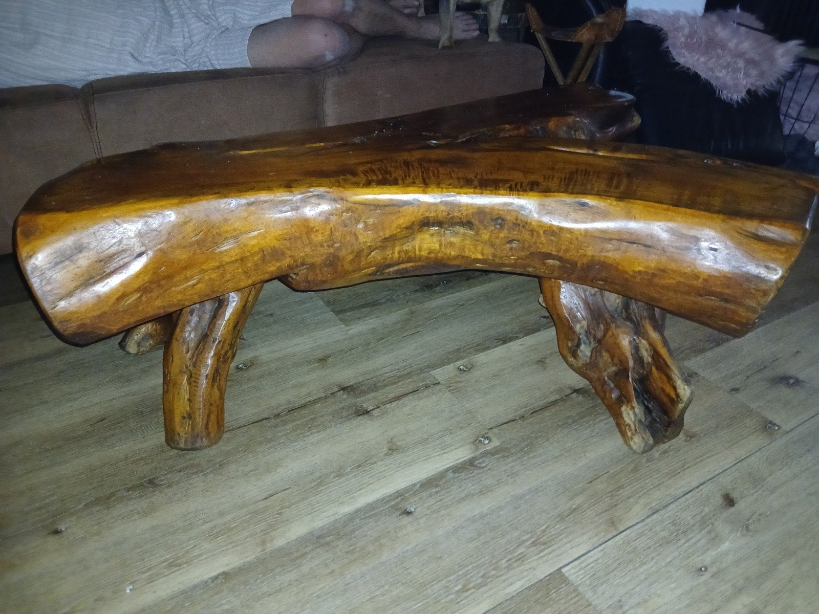 Unieke Salontafel van Natuurlijk Hout - Boomstam Design, Huis en Inrichting, Tafels | Salontafels, Ophalen, Gebruikt, 50 tot 100 cm