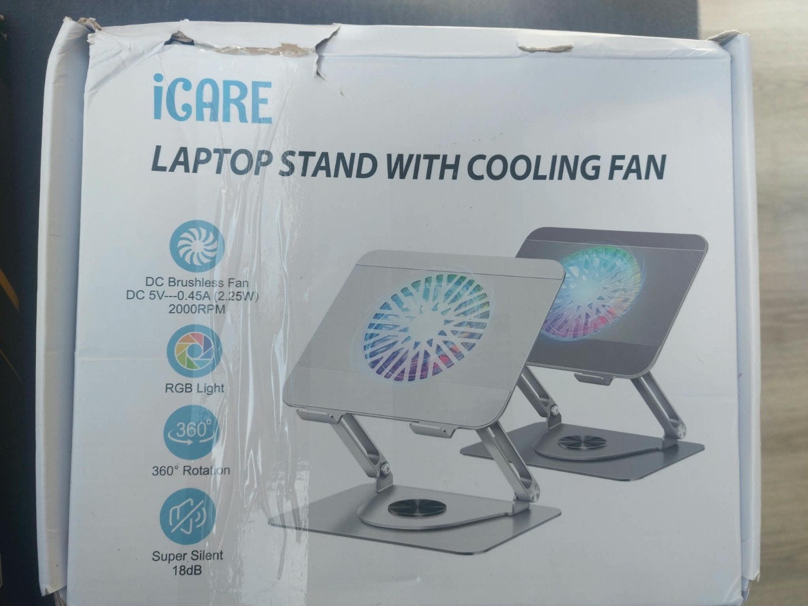 iCARE Laptopstandaard met Koelfan en RGB-verlichting, Ophalen of Verzenden