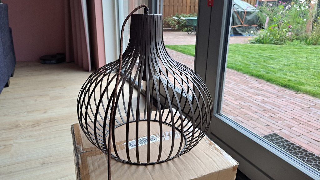 Hanglamp QAzQa Saffira 38 cm bruin, Huis en Inrichting, Lampen | Hanglampen, Ophalen of Verzenden, Zo goed als nieuw, Metaal, Minder dan 50 cm