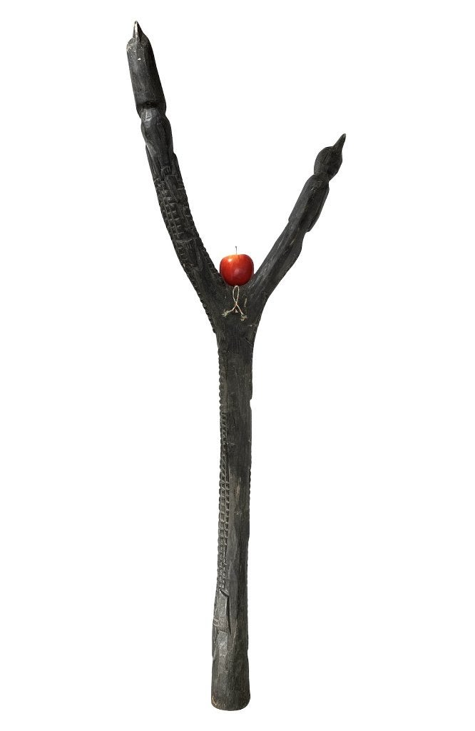 1137. Houten sculptuur, Dogon - vorkladder, Mail, 20e eeuw, Ophalen