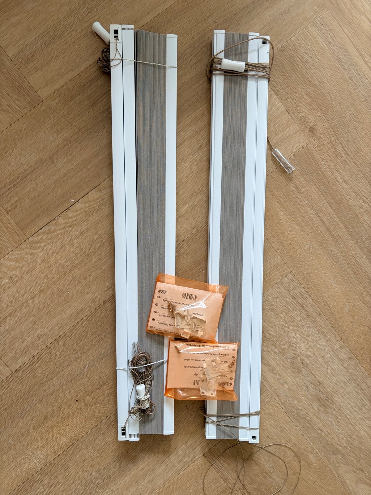 Plisségordijnen Karwei (dubbel) Muisgrijs (64x201 & 62x201), Huis en Inrichting, Ophalen, Karwei, Zo goed als nieuw, Grijs