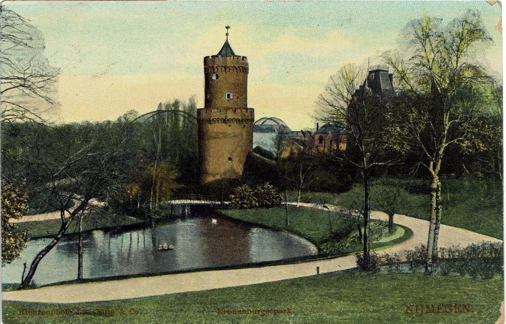 Nijmegen – Kronenburgerpark. Gelopen Zaandam 1906 (Tulp!), Verzamelen, Ansichtkaarten | Nederland, Ophalen of Verzenden, Voor 1920