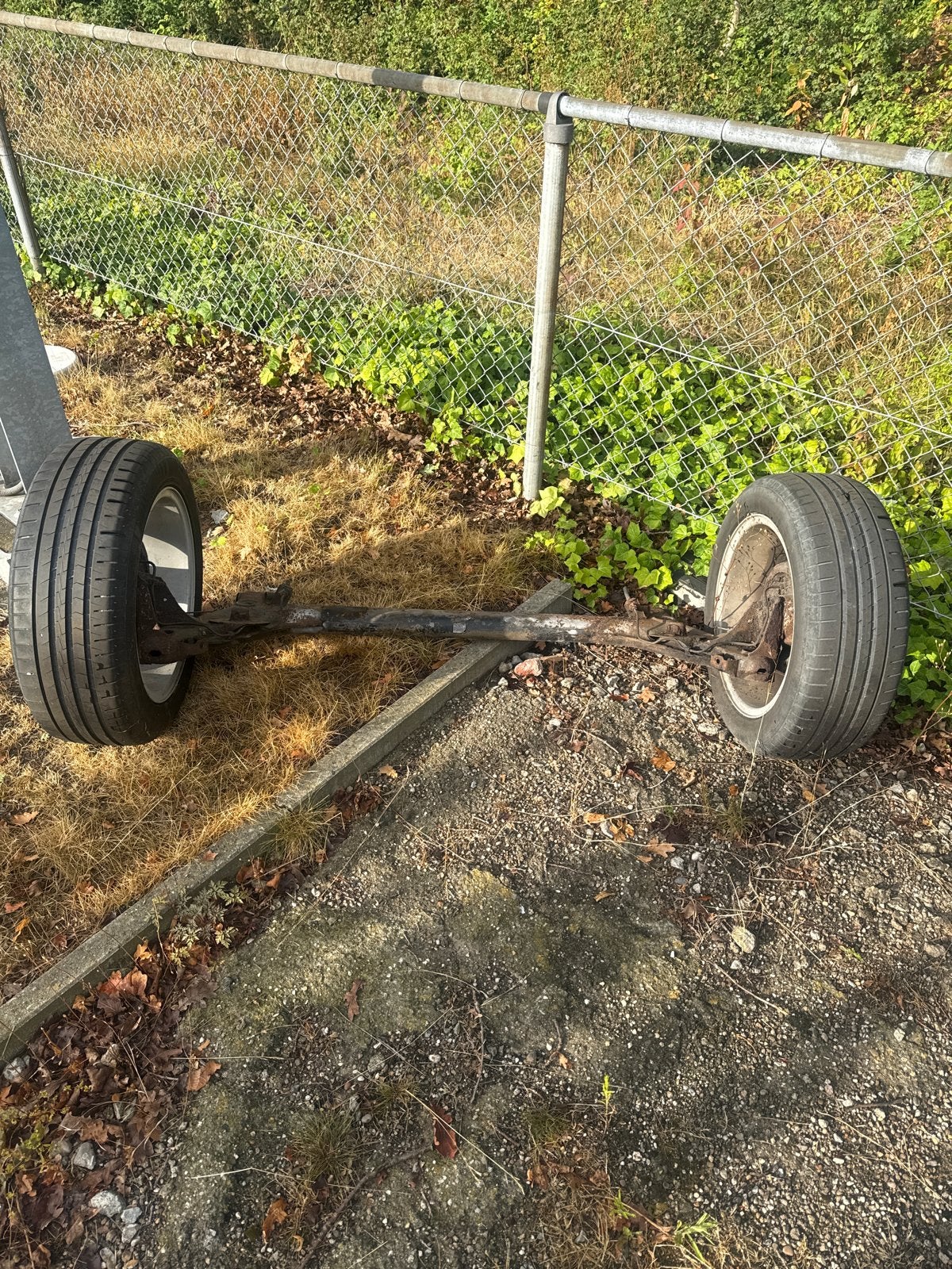 Achteras opel astra F met wielen en banden, Ophalen, Gebruikt, 16 inch, Banden en Velgen