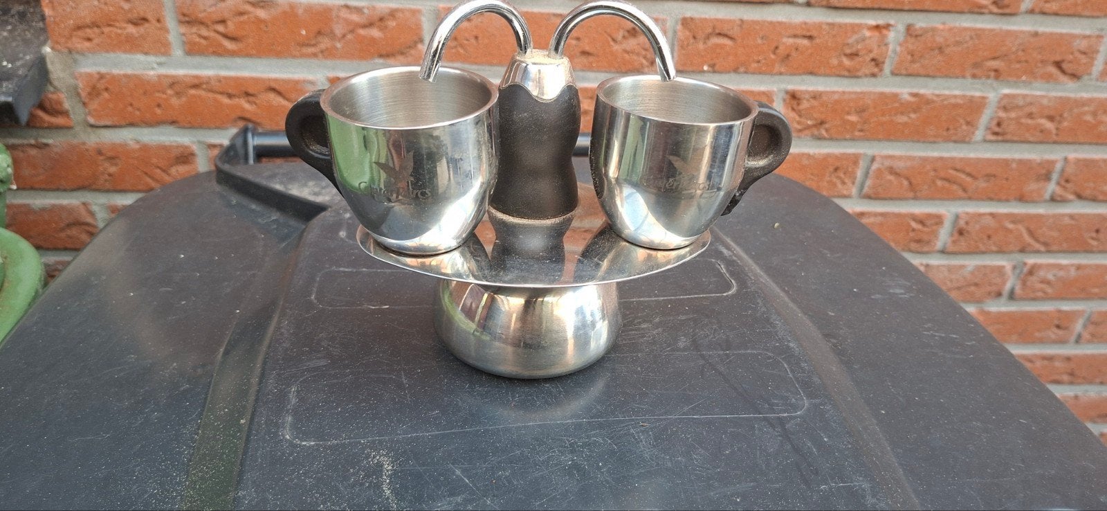 RVS Espressopercolator met 2 kopjes - Marksman stijl, Zilver, Ophalen of Verzenden, Metaal, Overige merken