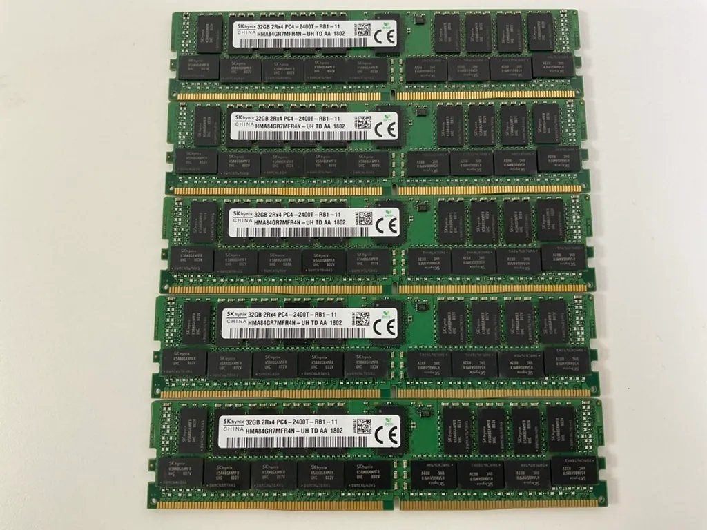 320GB (10x 32GB) DDR4-2400 ECC REG RDIMM SK Hynix, 32 GB, Server, DDR4, Refurbished