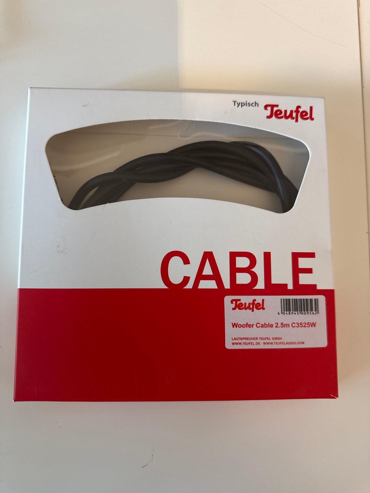 Teufel Woofer Kabel 2.5m C3525W - nieuw, Ophalen of Verzenden, Nieuw