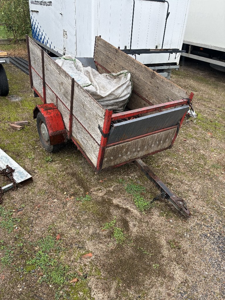 Enkelas aanhangwagen met houten opbouw, Ophalen of Verzenden, Gebruikt