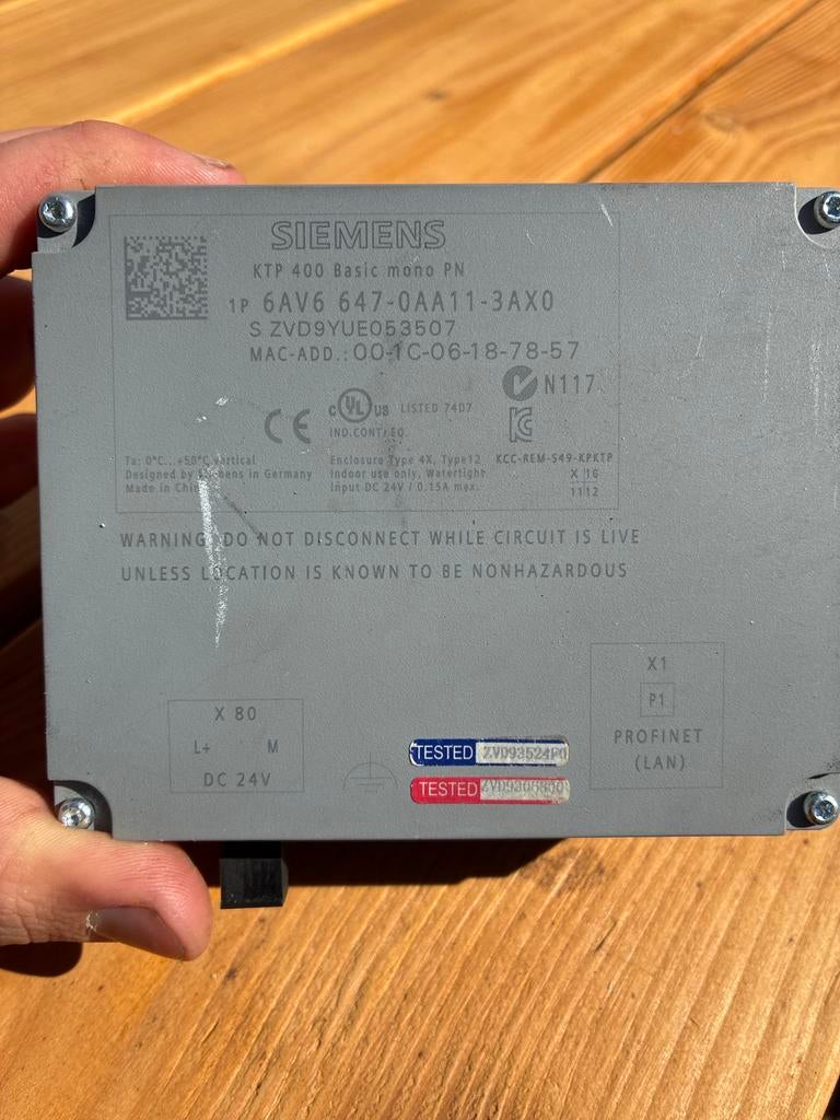 Siemens SIMATIC HMI KTP400 Basic mono PN Touch Panel, Ophalen of Verzenden, Zo goed als nieuw