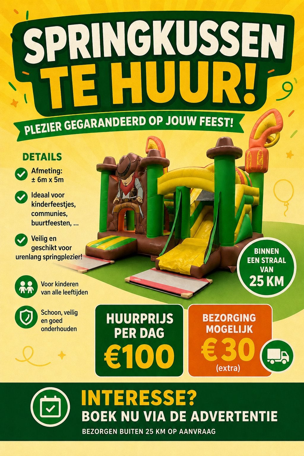 Springkussen te huur, Ophalen, Gebruikt, Overige
