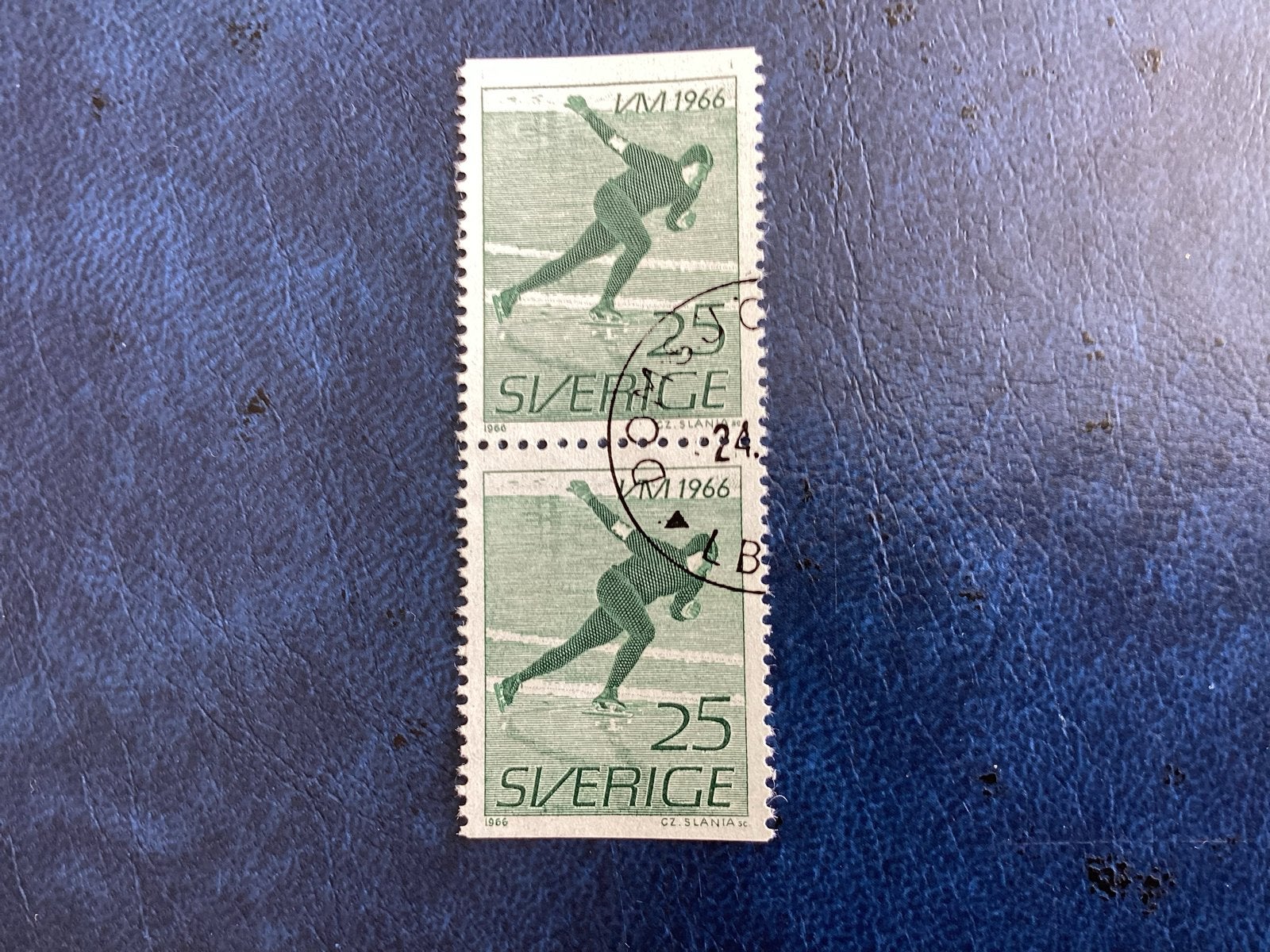 Zweden 1966 -Mi.547- Schaatsen Postzegel - WM 1966, Ophalen of Verzenden, Overige landen, Gestempeld