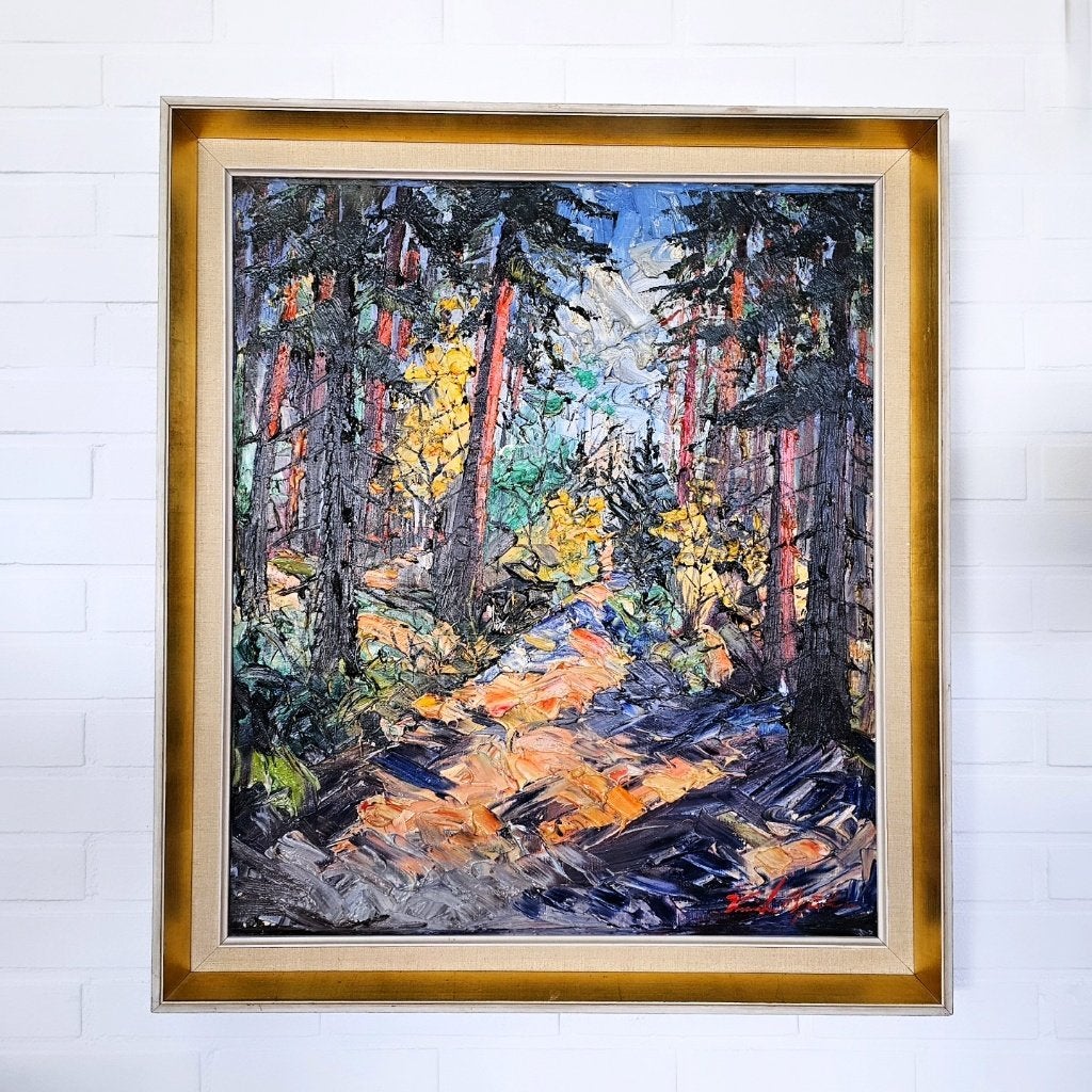 Deens abstract olieverfschilderij Kristian Bjulver - Bospad, Ophalen