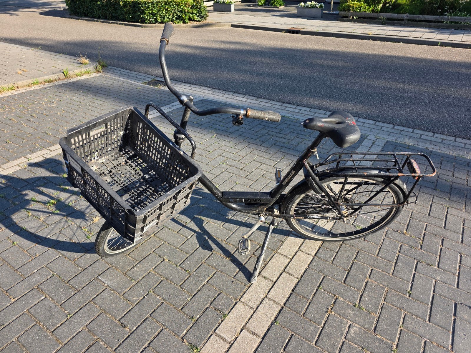Stevige transportfiets met voordrager en krat 26 inch, Overige merken, Terugtraprem, Gebruikt, Goederen