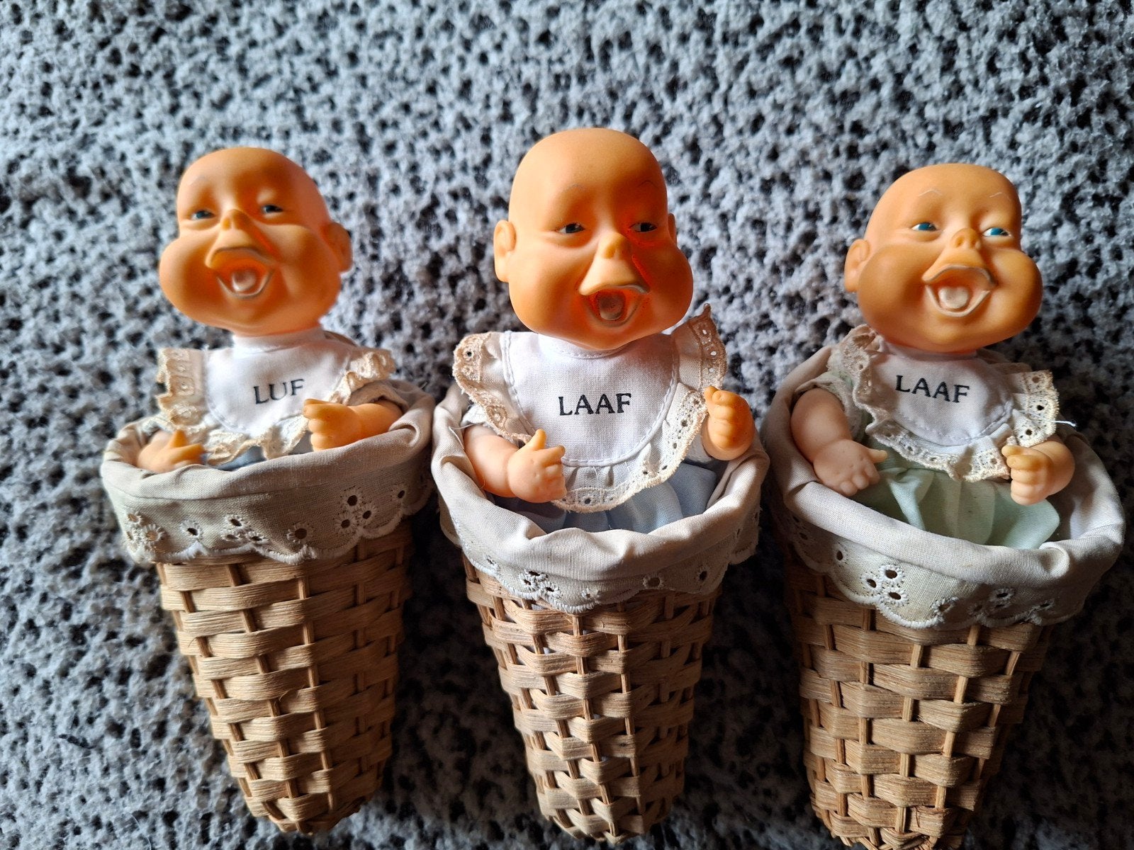 Efteling set van 3 vintage baby laven in rieten mandjes, Ophalen of Verzenden, Gebruikt