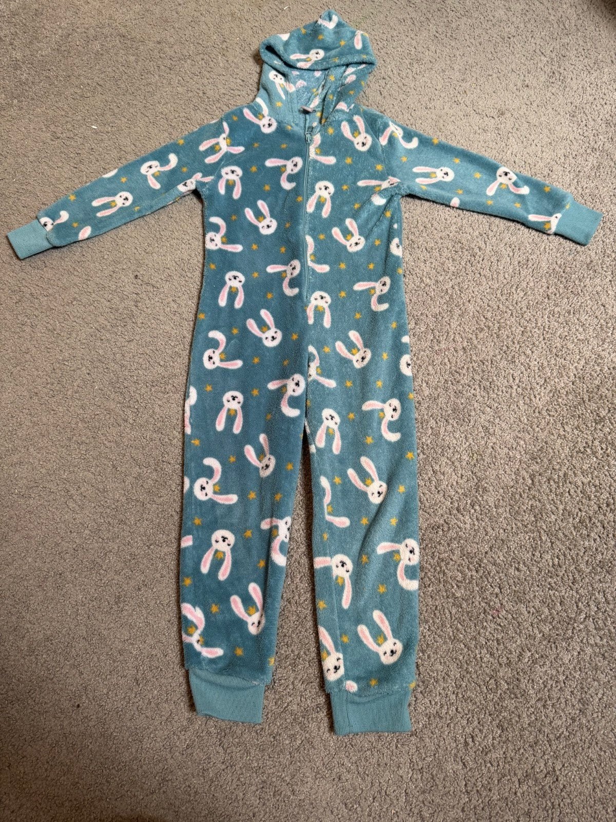 Leuke konijntjes onesie maat 122-128, Kinderen en Baby's, Ophalen of Verzenden, Zo goed als nieuw, Jongen of Meisje, Nacht- of Onderkleding